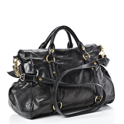 Miu Miu Vitello Lux Bow Tote Black 2 of 9
