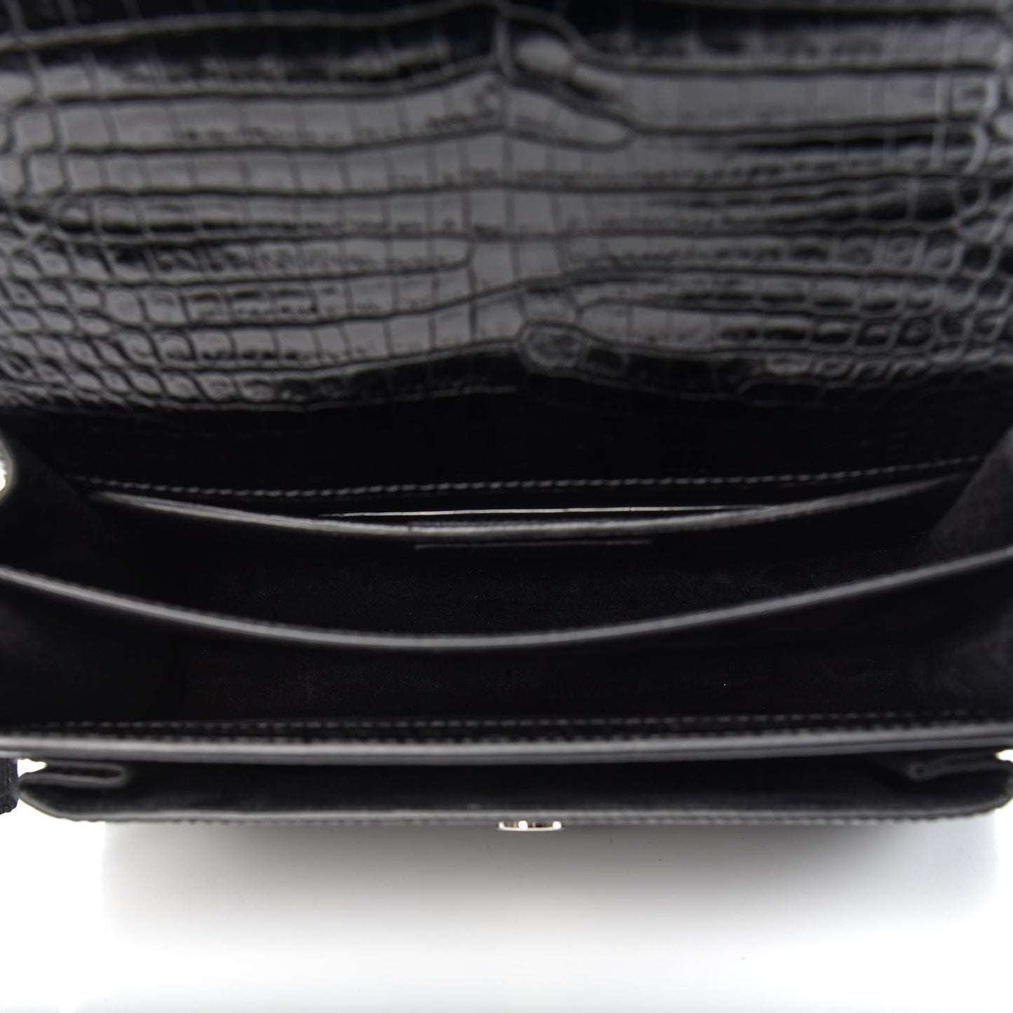 Calfskin Crocodile Embossed Medium Monogram Sunset Black