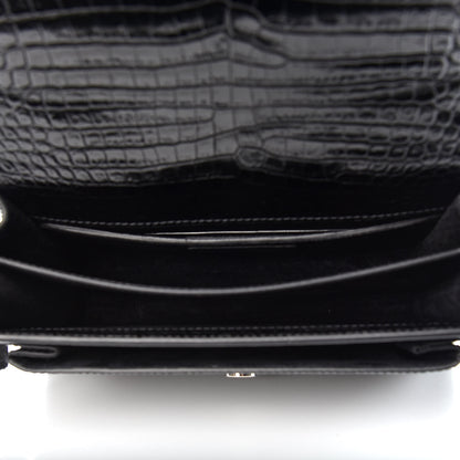 Saint Laurent Calfskin Crocodile Embossed Medium Monogram Sunset Black 5 of 7