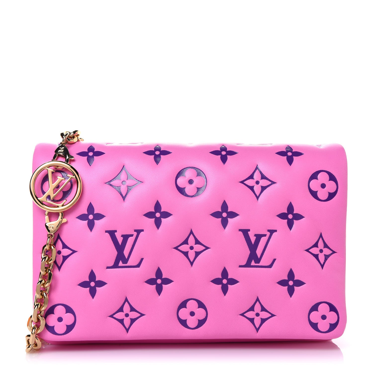 Louis Vuitton Lambskin Embossed Monogram Vuittamins Pochette Coussin Rose Violet 1 of 14
