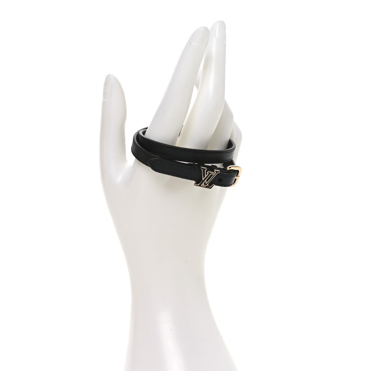 Calfskin Enamel LV Darling Bracelet Black