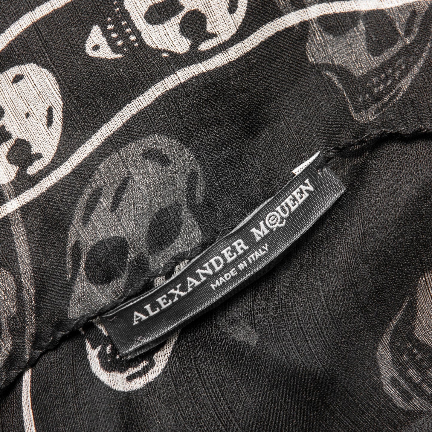 Silk Chiffon Skull Scarf Black Ivory