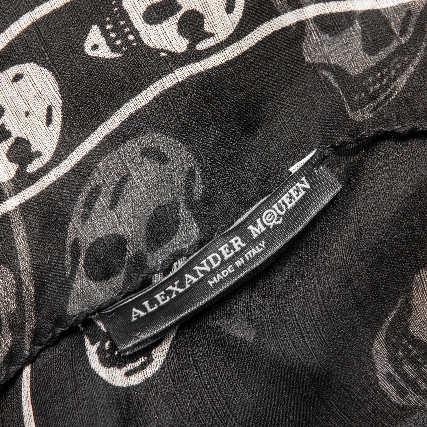 Alexander McQueen Silk Chiffon Skull Scarf Black Ivory 6 of 7