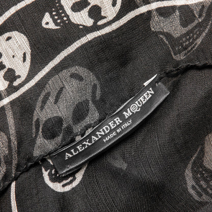 Alexander McQueen Silk Chiffon Skull Scarf Black Ivory 6 of 7