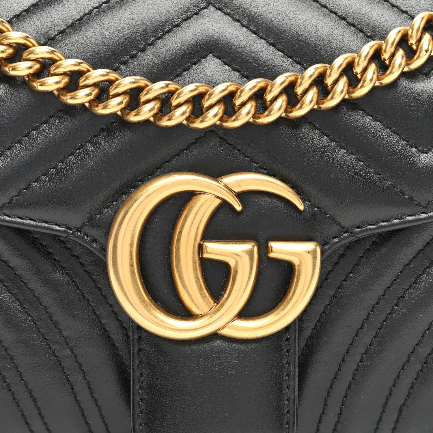 Gucci Calfskin Matelasse Small GG Marmont Shoulder Bag Black 8 of 10