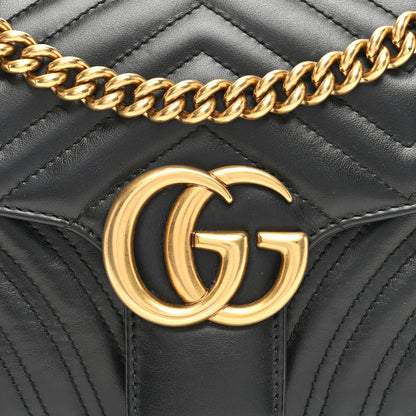Gucci Calfskin Matelasse Small GG Marmont Shoulder Bag Black 8 of 10
