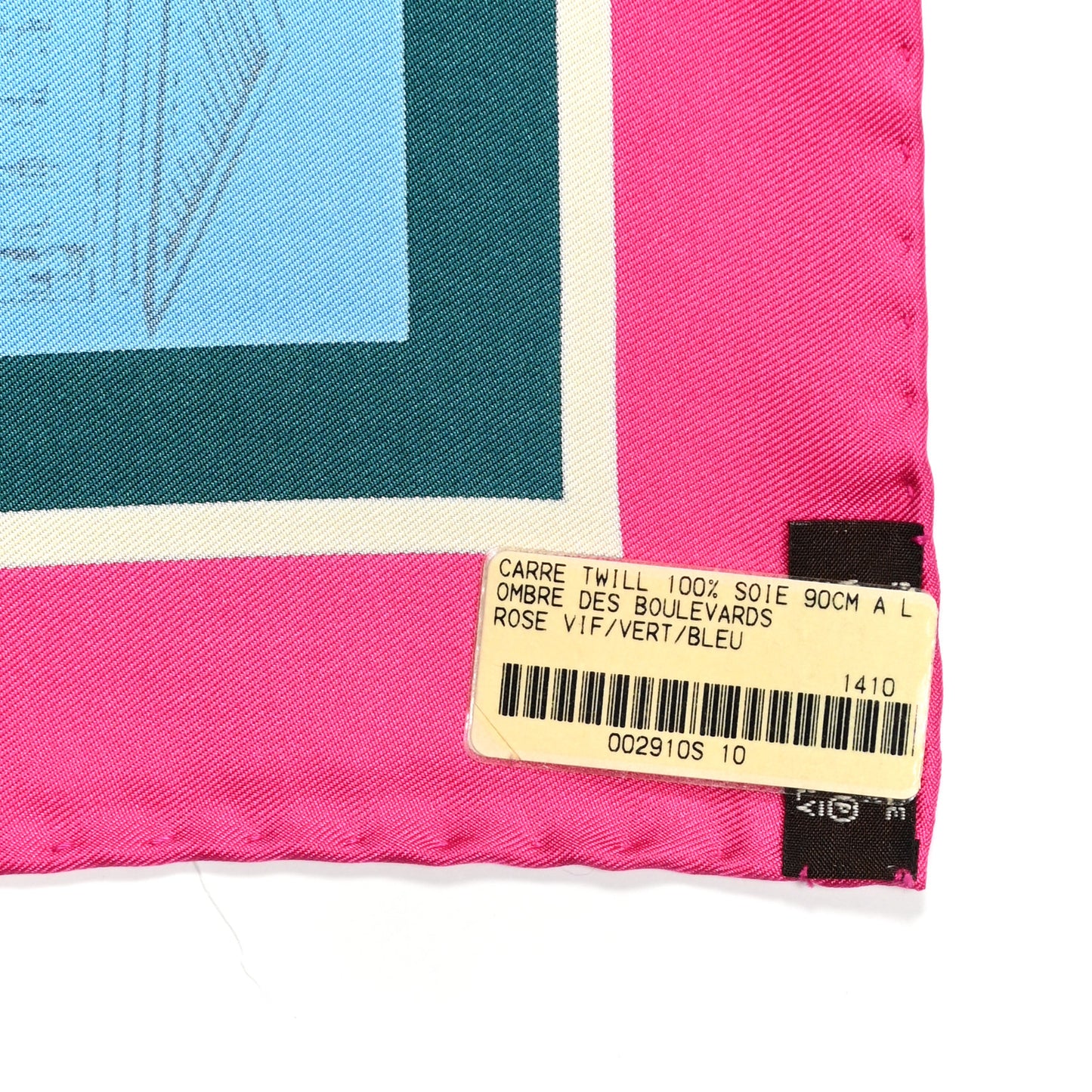 Silk A l'Ombre des Boulevards Scarf 90 Rose Vif Vert Bleu