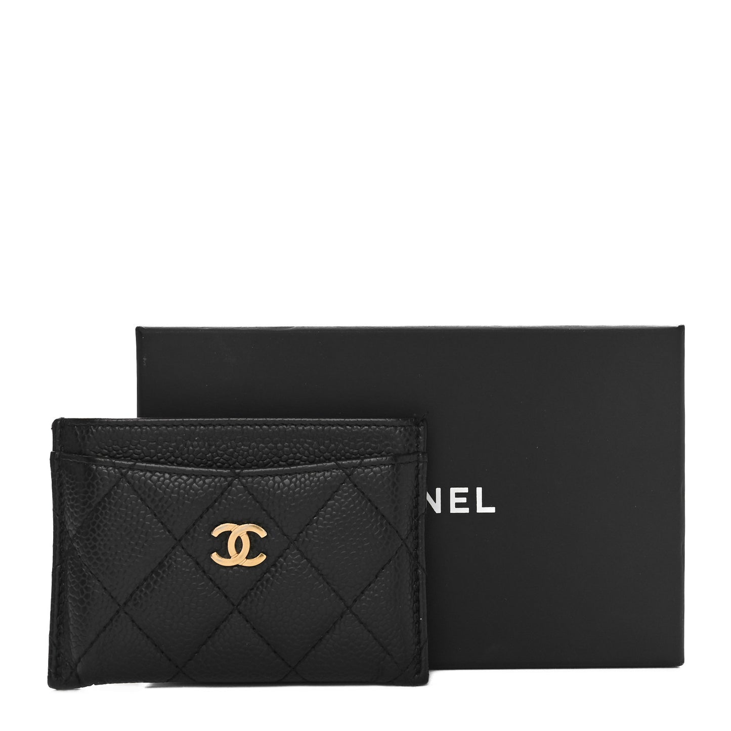 Caviar Quilted Card Holder Black