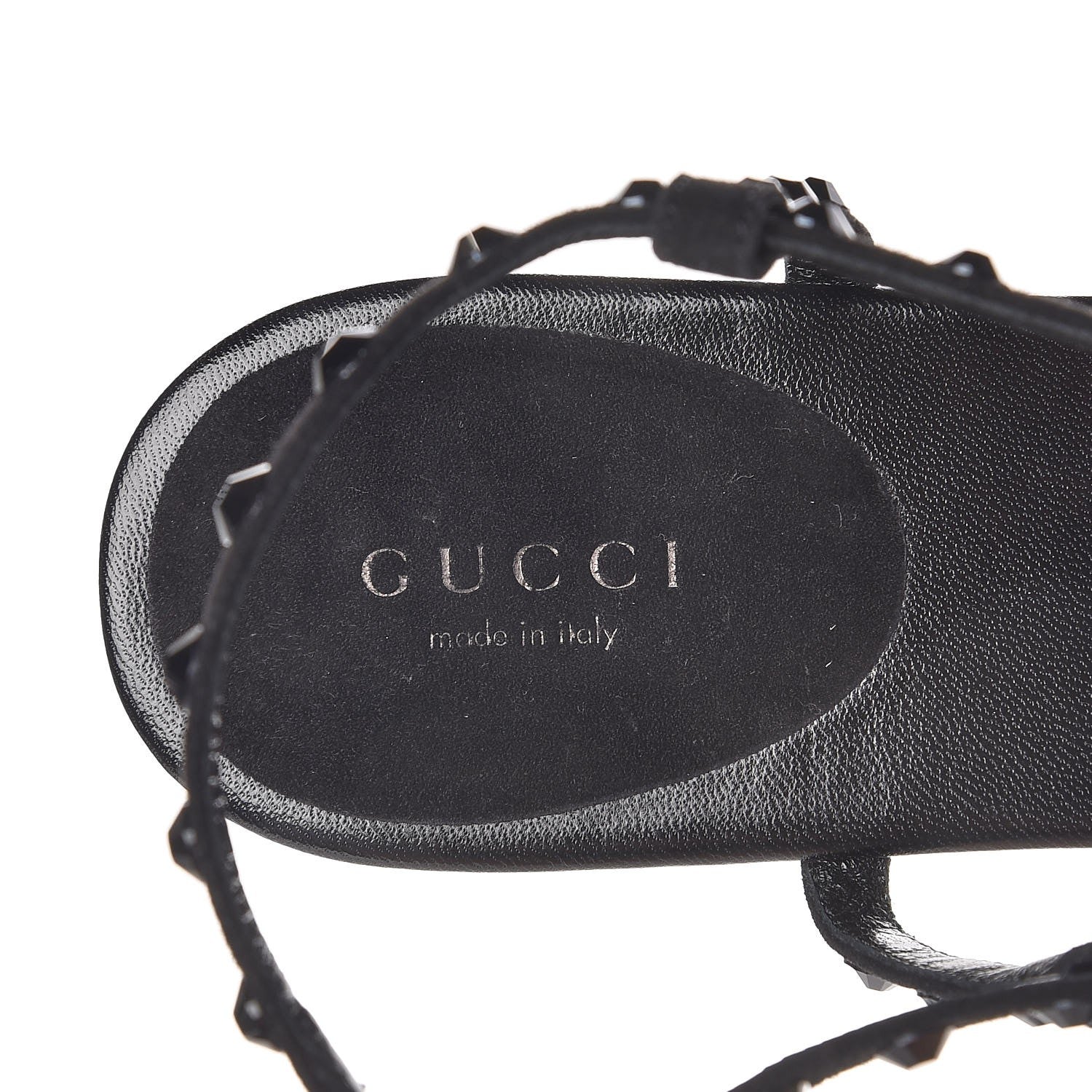 Gucci Kid Scamosciato Crystal Thong Sandals 39 Black 7 of 9