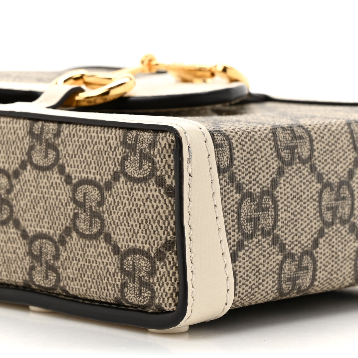 Gucci GG Supreme Monogram Azalea Calfskin Mini Horsebit 1955 Crossbody Bag Beige Ebony Mystic White 10 of 12