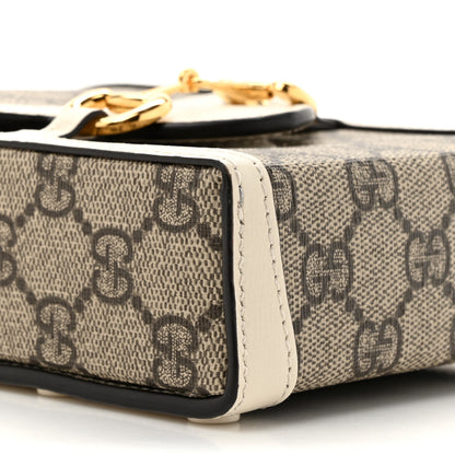 Gucci GG Supreme Monogram Azalea Calfskin Mini Horsebit 1955 Crossbody Bag Beige Ebony Mystic White 10 of 12