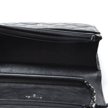 Chanel Crumpled Calfskin Quilted Wallet On Chain WOC So Black 4 of 13