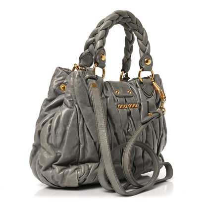 Miu Miu Nappa Matelasse Top Handle Satchel Fumo 3 of 9
