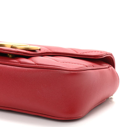 Gucci Calfskin Matelasse Super Mini GG Marmont Shoulder Bag Hibiscus Red 10 of 10