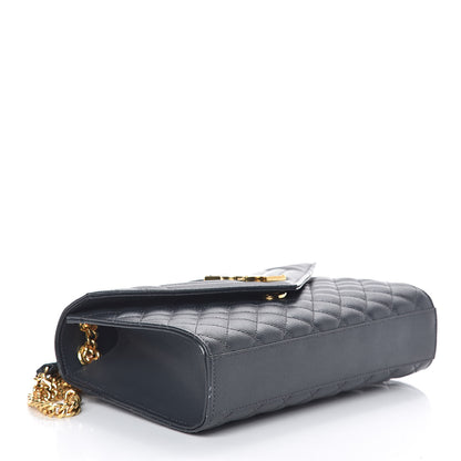 Saint Laurent Grain De Poudre Textured Mixed Matelasse Triquilt Medium Monogram Satchel Dark Smog 4 of 10
