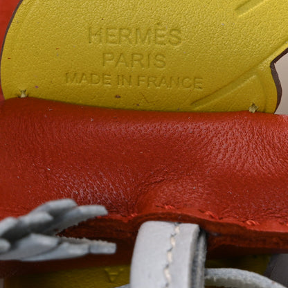 Hermes Milo Lambskin Grigri Rodeo Pegase Horse Bag Charm PM Cornaline Bleu Brume Lime 3 of 5