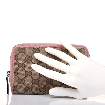 Gucci Monogram Dollar Calfskin Zip Around Compact Wallet Beige Ebony Soft Pink 2 of 17