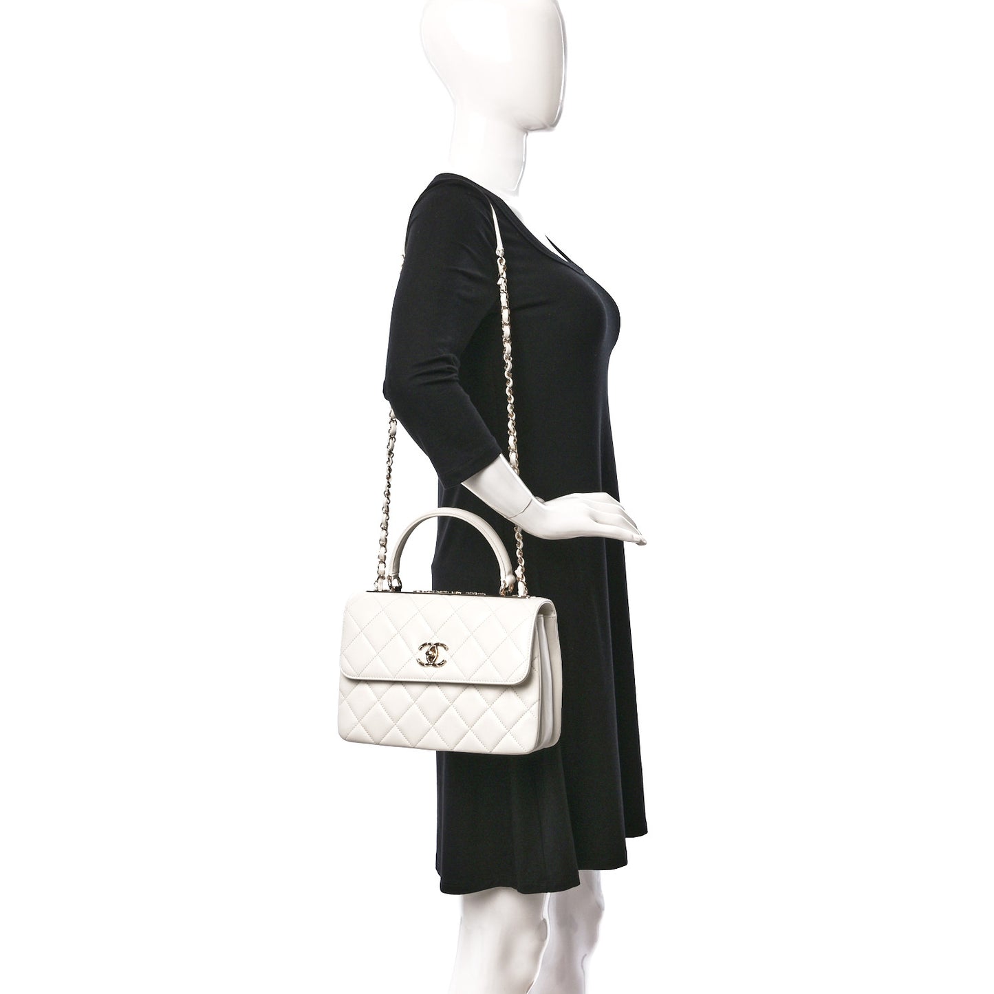Lambskin Quilted Small Trendy CC Dual Handle Flap Bag White