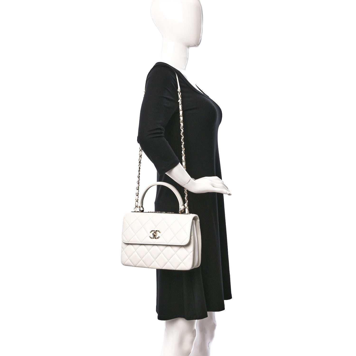Chanel Lambskin Quilted Small Trendy CC Dual Handle Flap Bag White 2 of 11