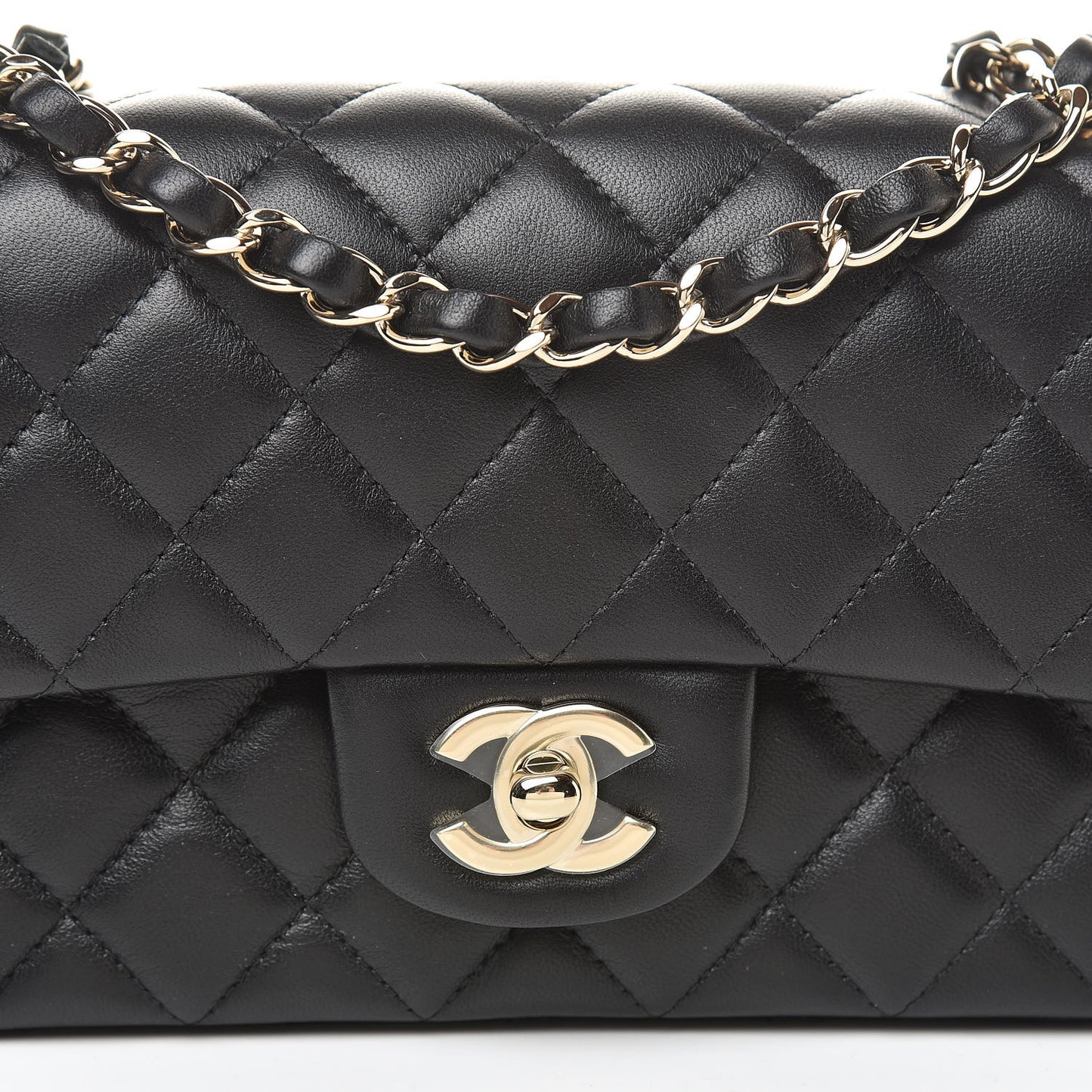 Lambskin Quilted Mini Rectangular Flap Black