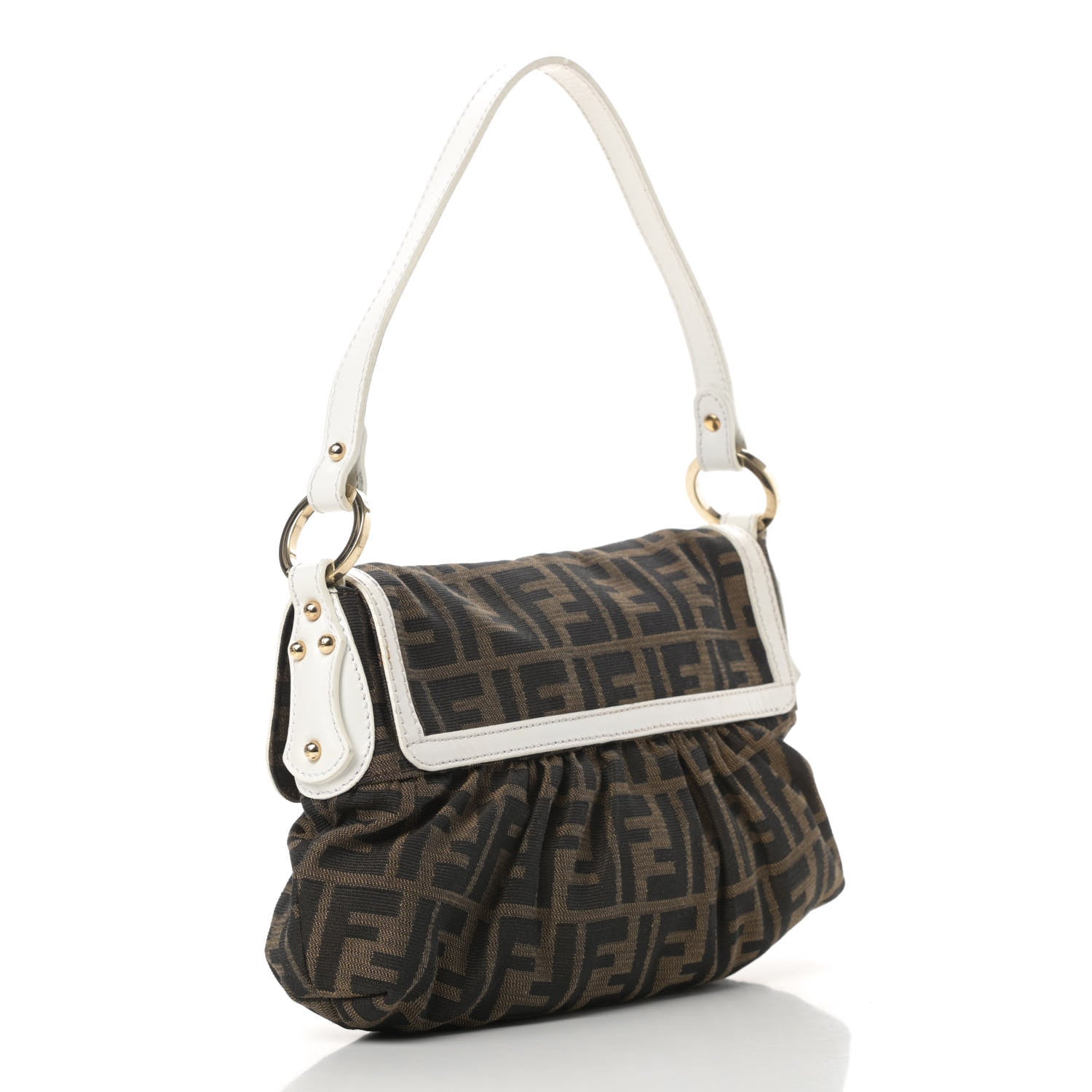 Fendi Zucca Cuoio Lucido Small Chef Shoulder Bag Tobacco White 3 of 12