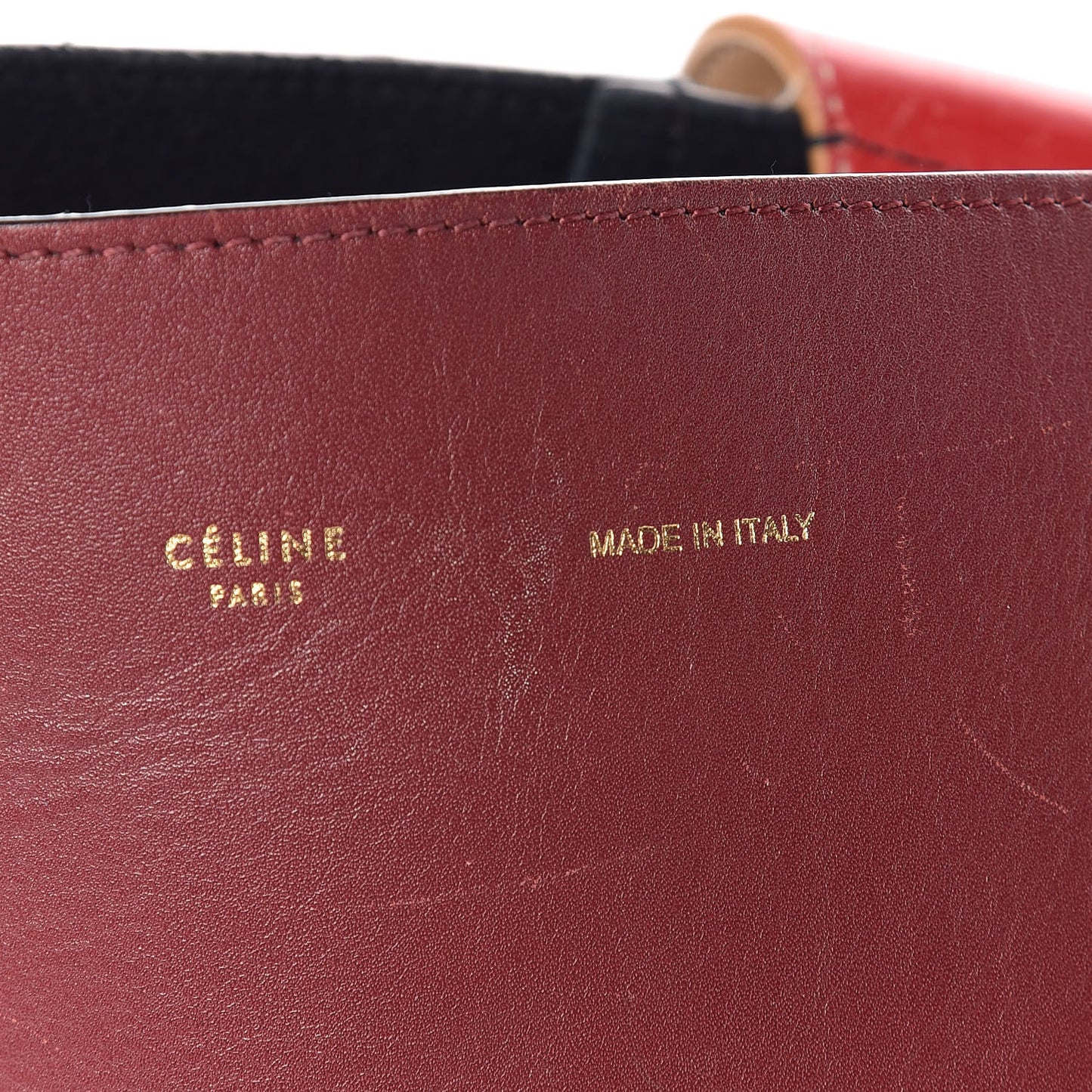 Shiny Smooth Calfskin Small Twisted Cabas Dark Ruby Navy