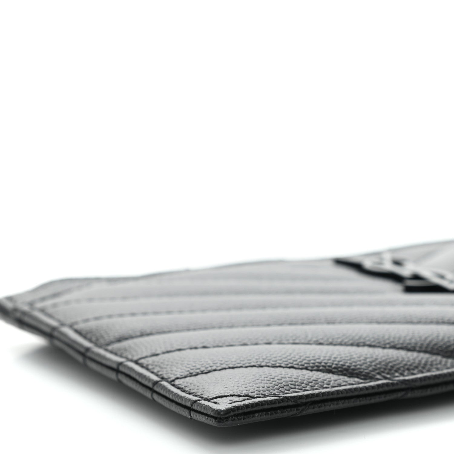 Saint Laurent Grain De Poudre Chevron Monogram Bill Pouch Black 9 of 10