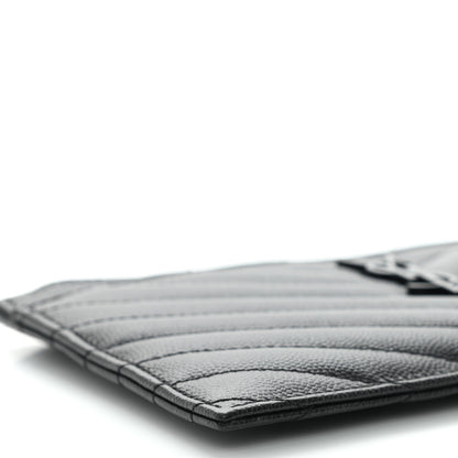 Saint Laurent Grain De Poudre Chevron Monogram Bill Pouch Black 9 of 10