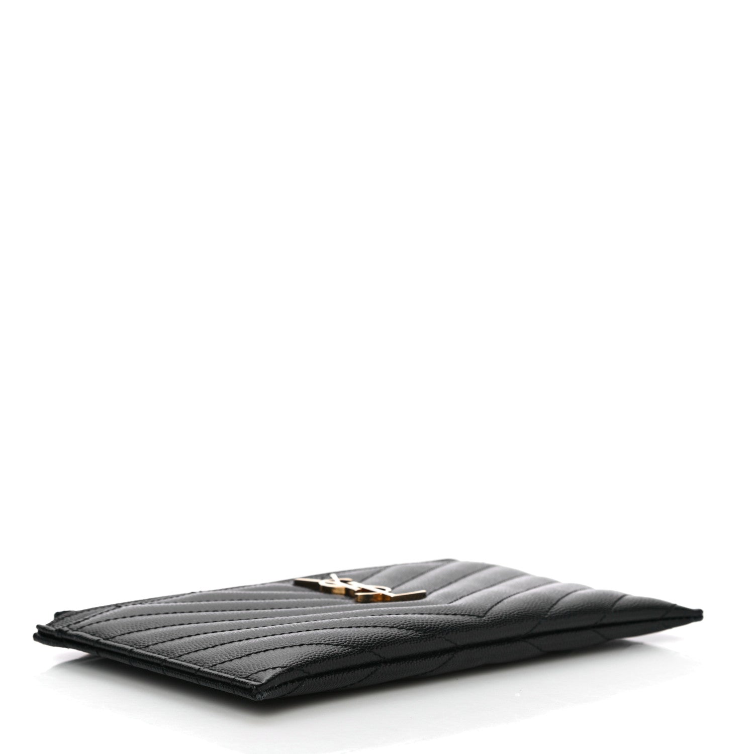 Saint Laurent Grain De Poudre Chevron Monogram Bill Pouch Black 4 of 11