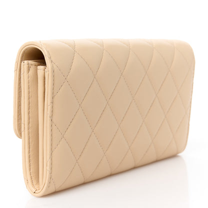 Chanel Lambskin Quilted CC Large Gusset Flap Wallet Beige 3 of 10