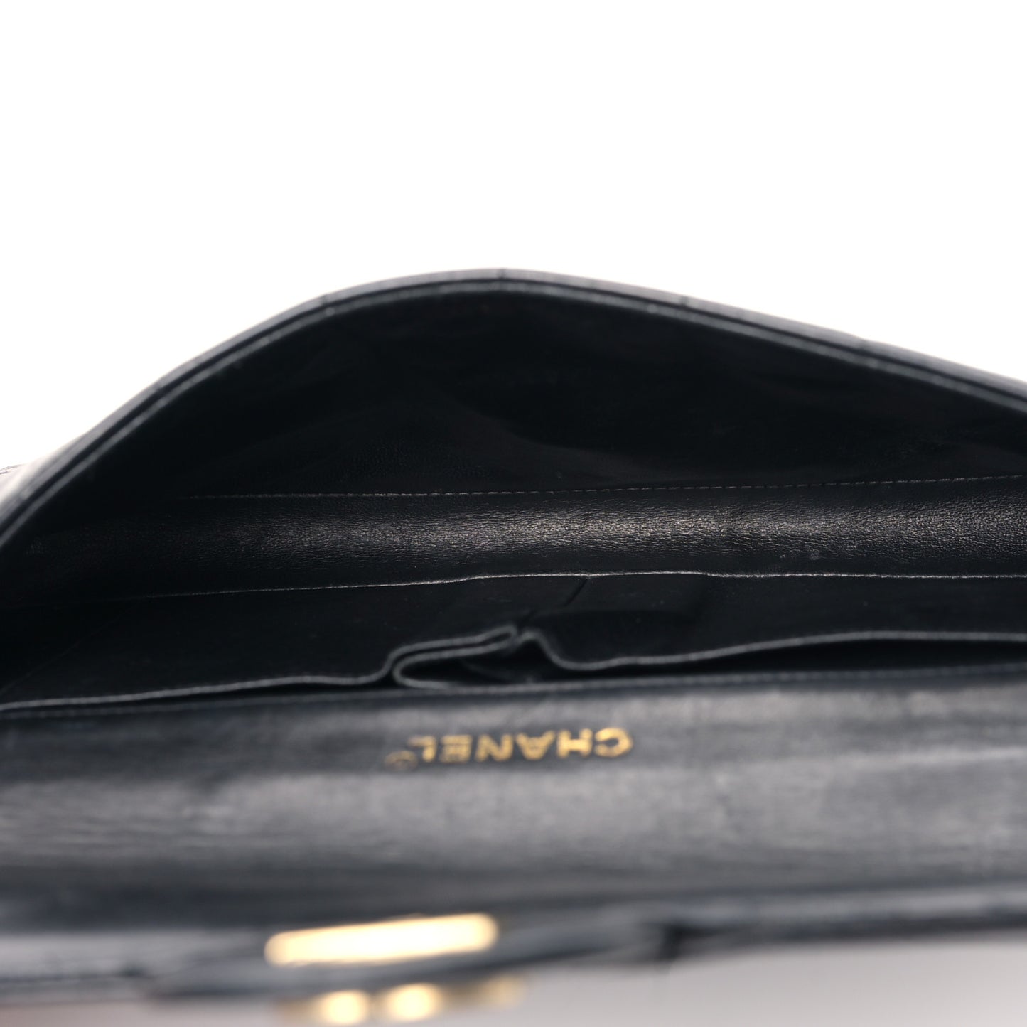 Lambskin East West Chocolate Bar Flap Black