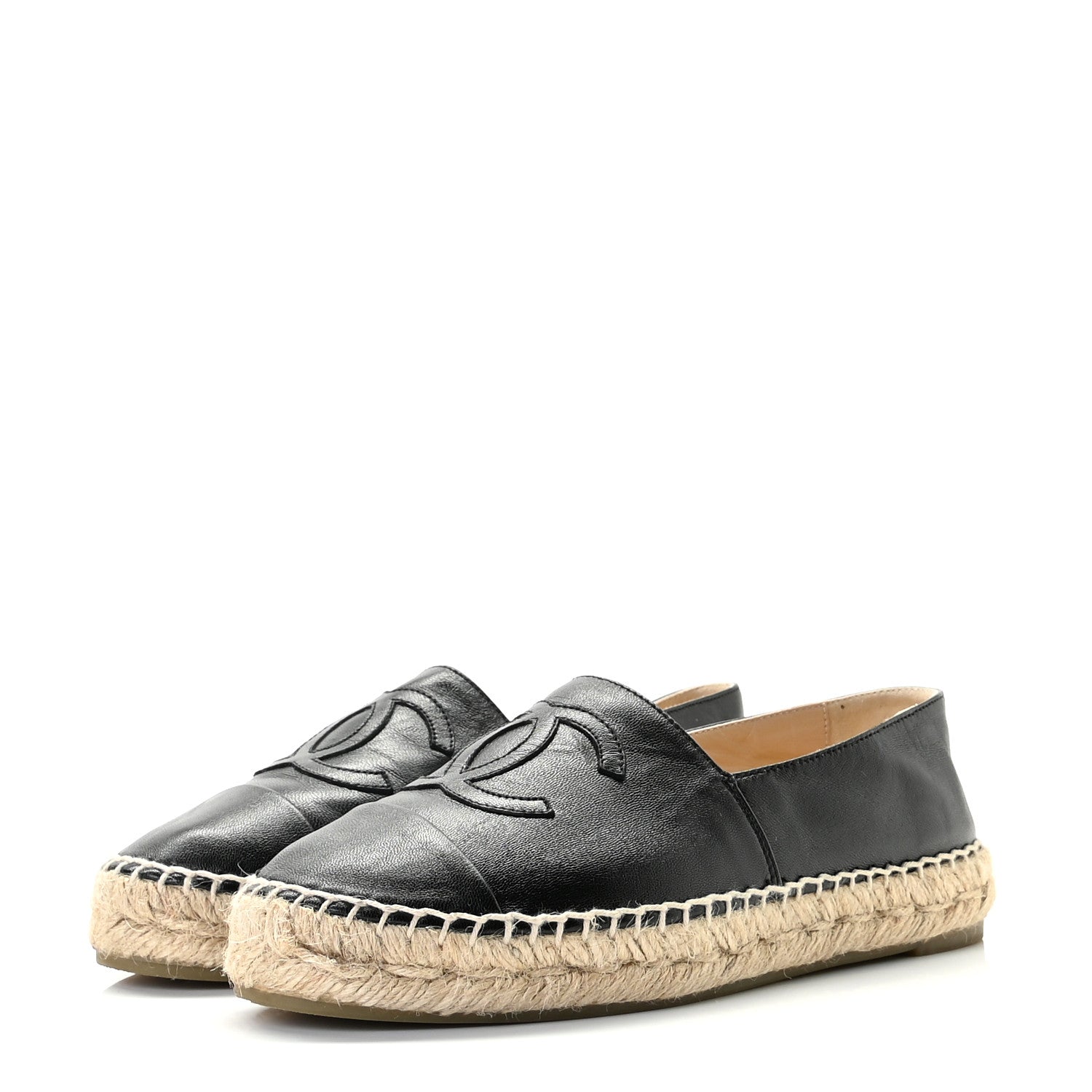 Chanel Lambskin CC Espadrilles 36 Black 3 of 24