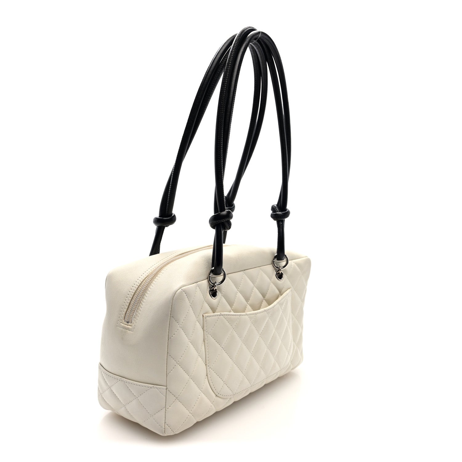 Chanel Calfskin Quilted Large Cambon Bowler White Black 3 of 10