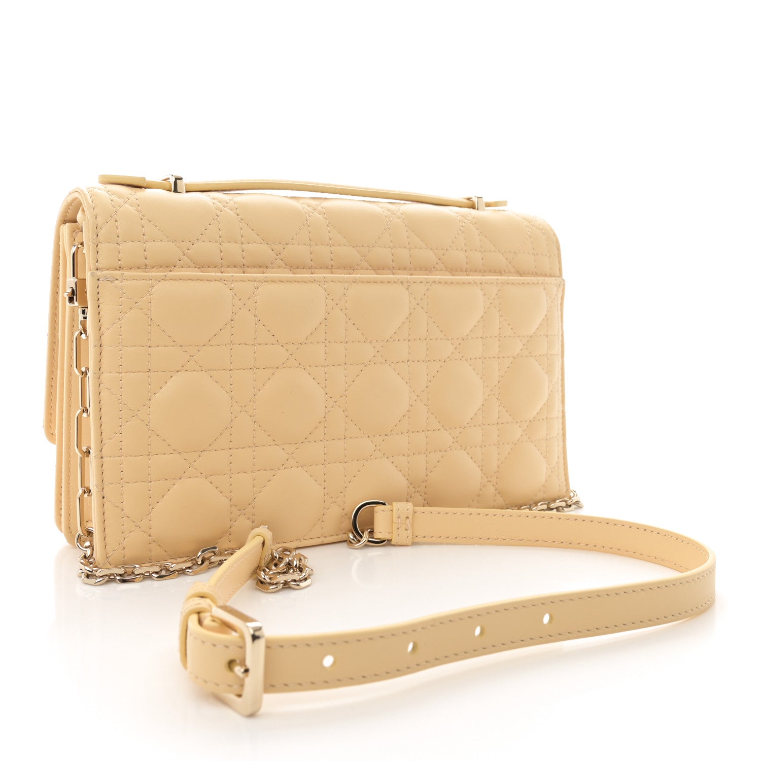 Christian Dior Lambskin Cannage My Dior Top Handle Bag Yellow 3 of 11