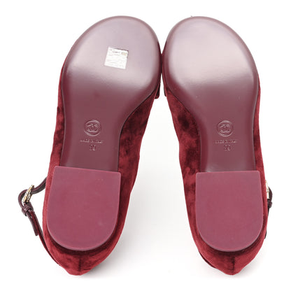 Chanel Velvet Strass CC Bow Mary Jane Flats 39 Burgundy 6 of 10