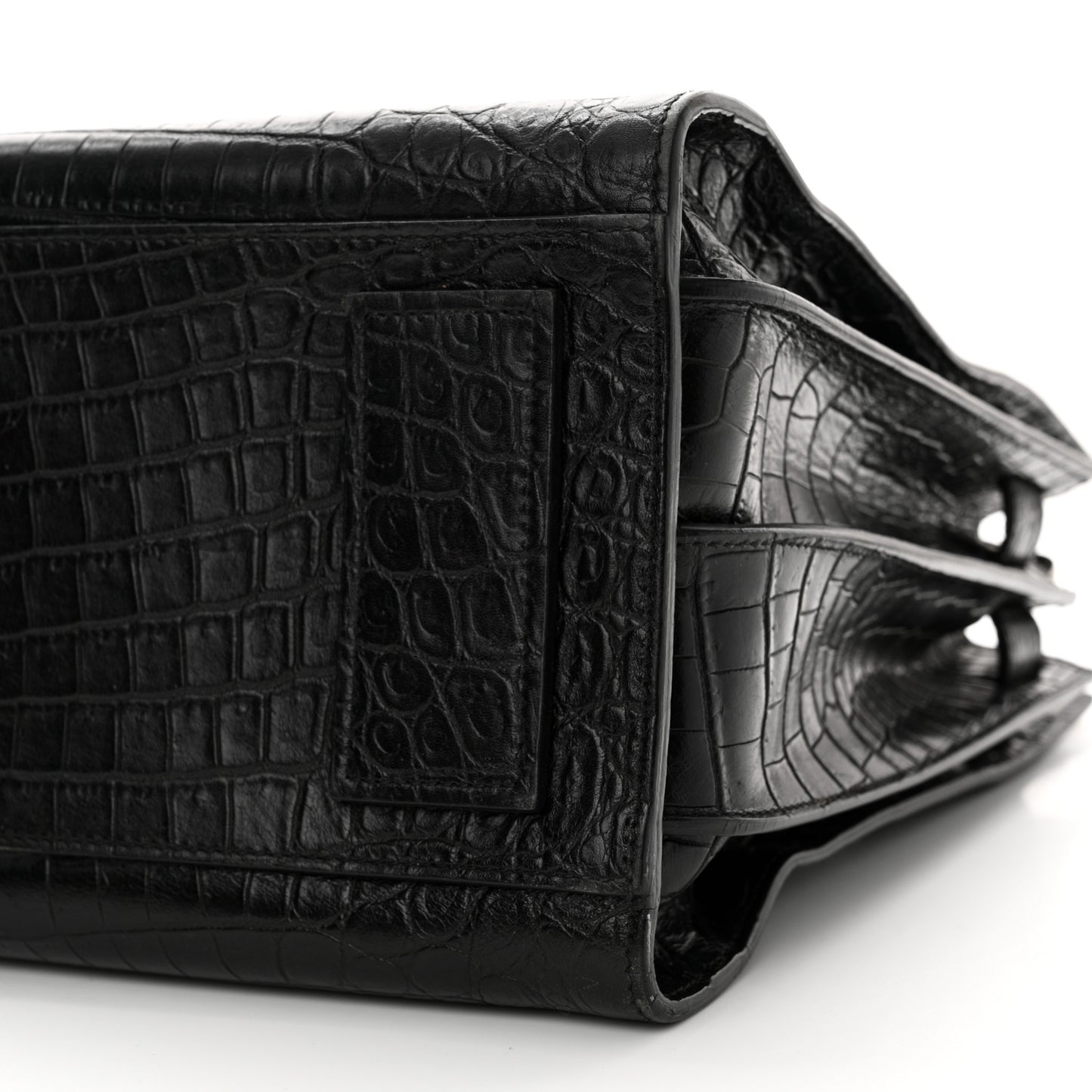 Calfskin Crocodile Embossed Small Supple Sac de Jour Black