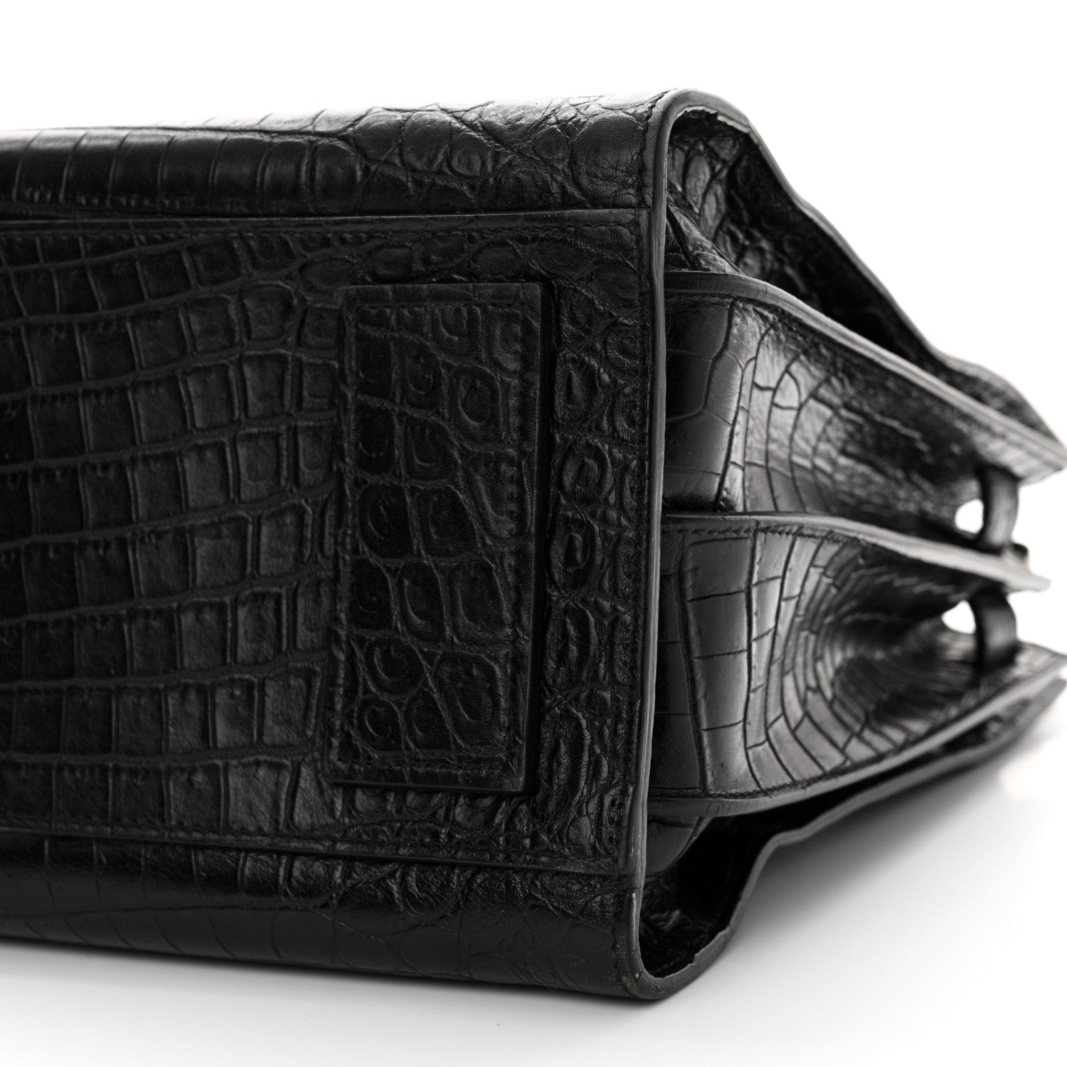 Saint Laurent Calfskin Crocodile Embossed Small Supple Sac de Jour Black 10 of 21