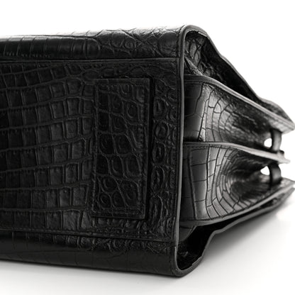 Saint Laurent Calfskin Crocodile Embossed Small Supple Sac de Jour Black 10 of 21