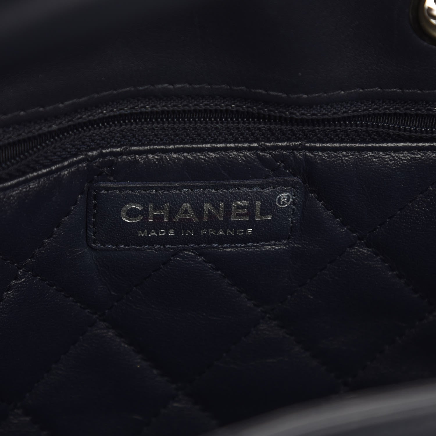 Chanel Calfskin Stitched Large Urban Luxury Drawstring Backpack Navy Blue 7 of 9