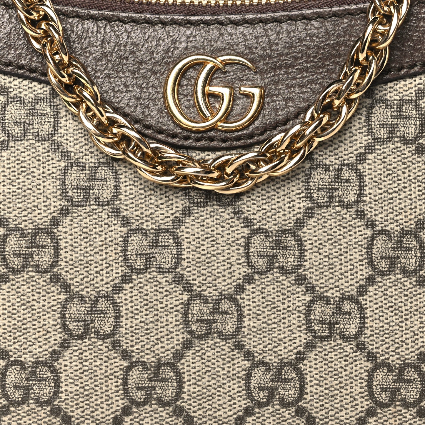 GG Supreme Monogram Textured Dollar Calfskin Web Small Ophidia GG Handbag Beige Ebony New Acero