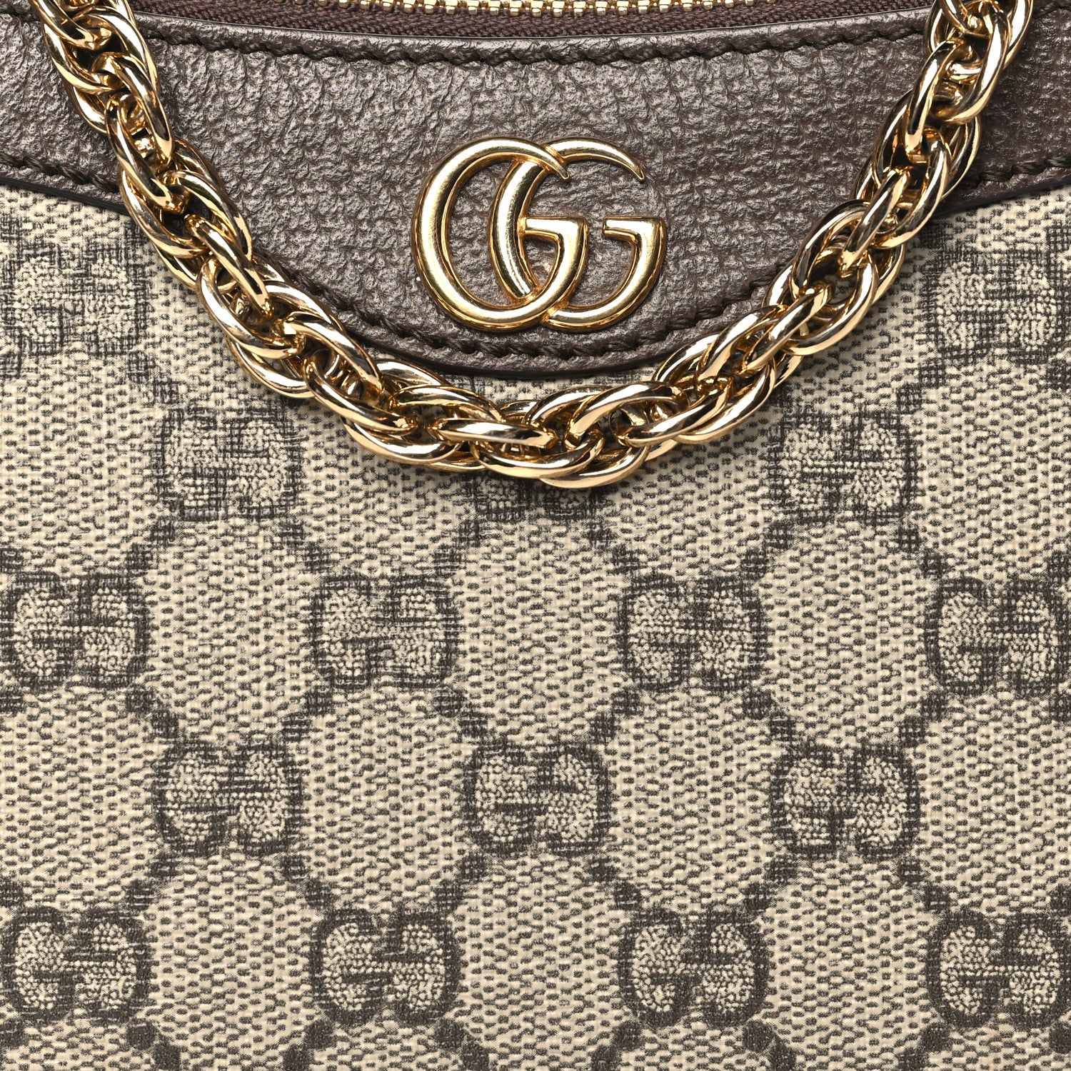 Gucci GG Supreme Monogram Textured Dollar Calfskin Web Small Ophidia GG Handbag Beige Ebony New Acero 8 of 10