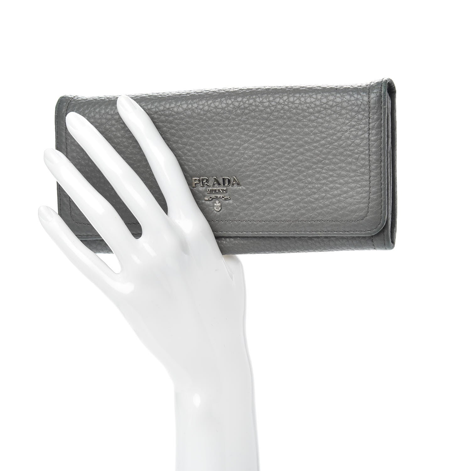 Prada Vitello Daino Flap Continental Wallet Marmo 2 of 9