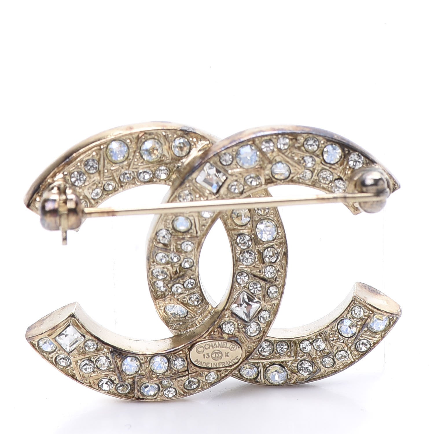 Chanel Baguette Crystal CC Small Brooch Gold 3 of 4