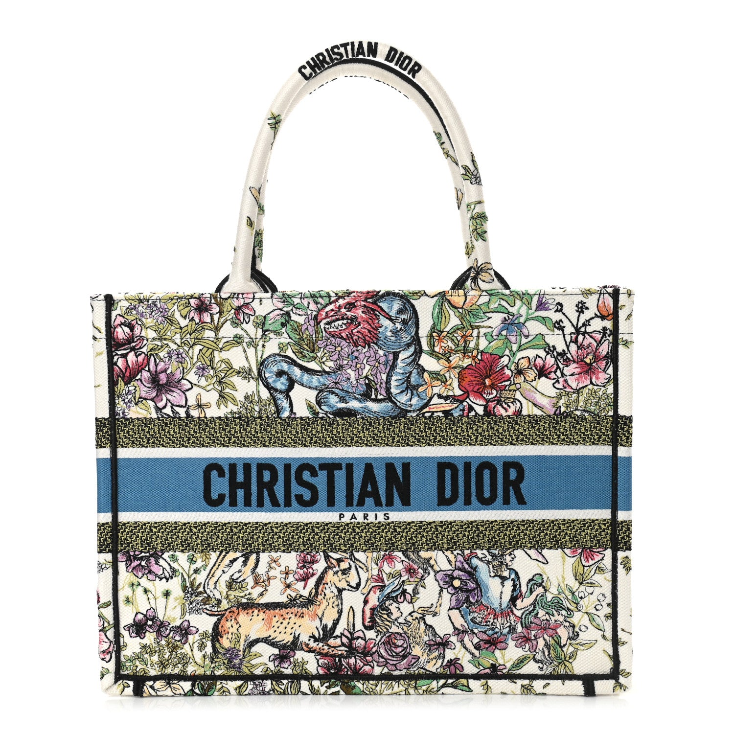 Christian Dior Canvas Embroidered Medium D-Constellation Book Tote Latte Multicolor 1 of 10