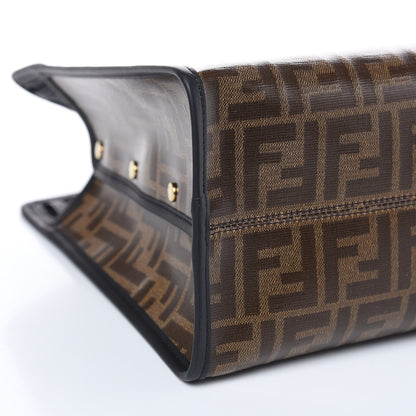 Fendi Glazed Fabric Vitello Century FF 1974 Stamp Patch Medium Peekaboo Defender Cover Mogano Panna Black 8 of 10