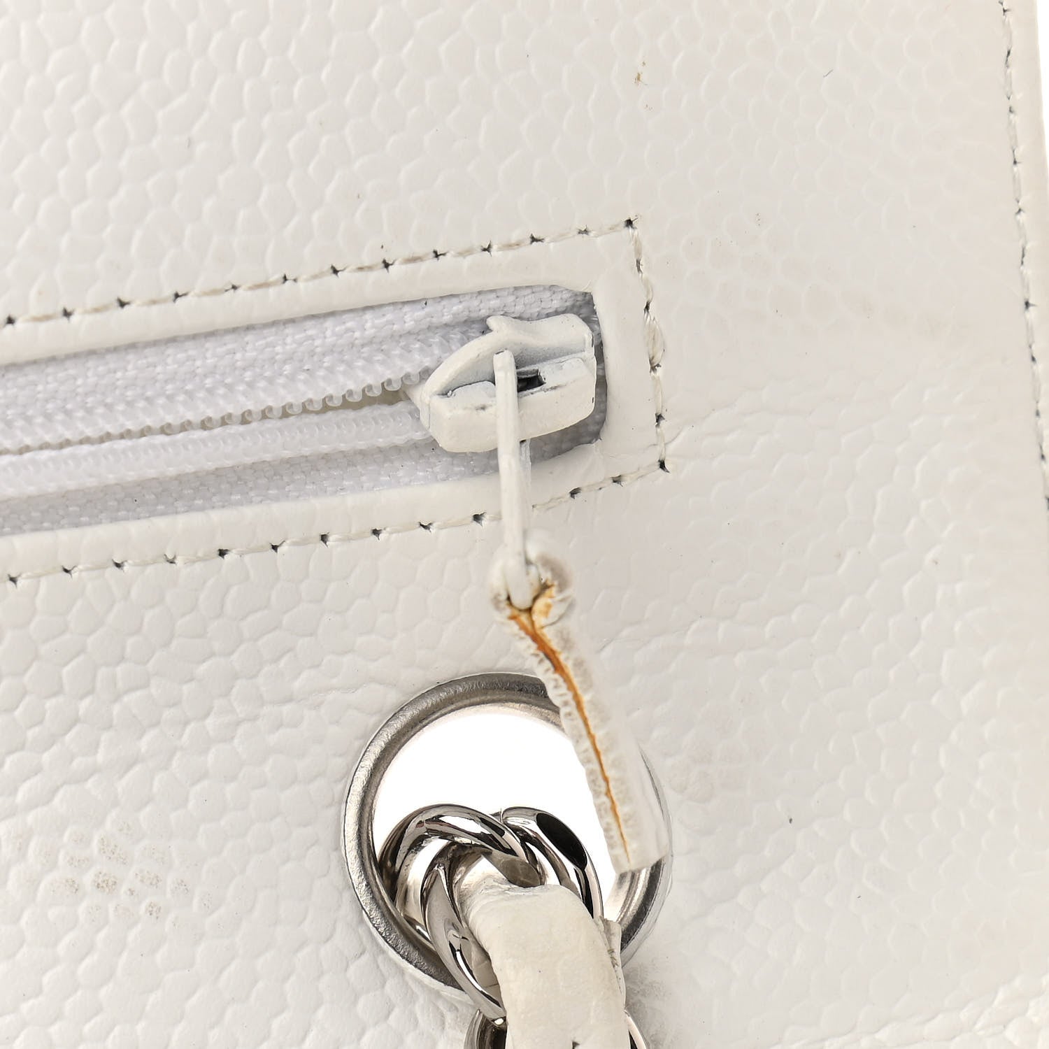 Chanel Caviar Quilted Medium Double Flap White 10 of 11