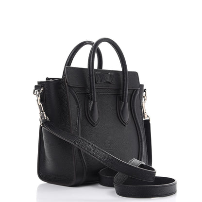 Celine Drummed Calfskin Nano Luggage Black 4 of 8