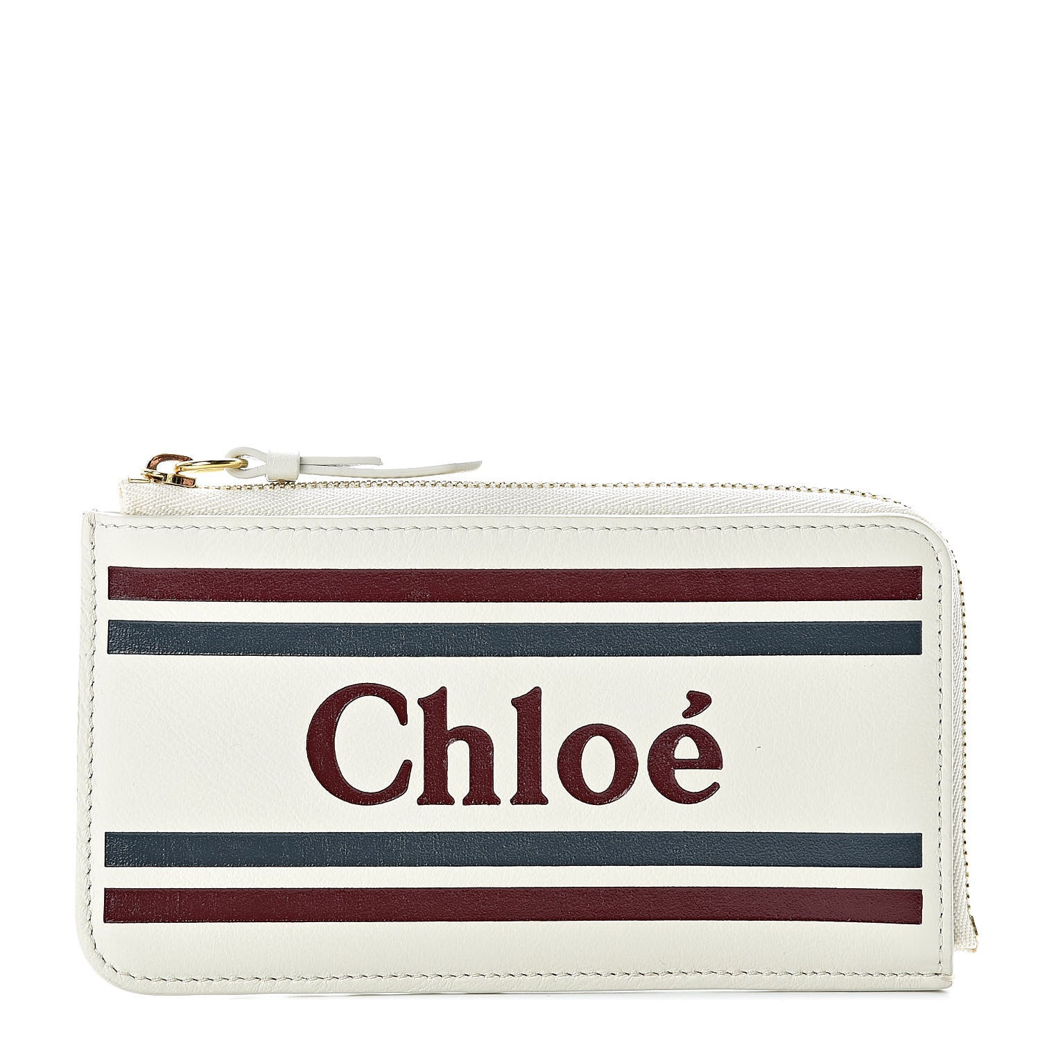 Chloe Smooth Calfskin Logo Vick Zip Card Case Natural White 1 of 9
