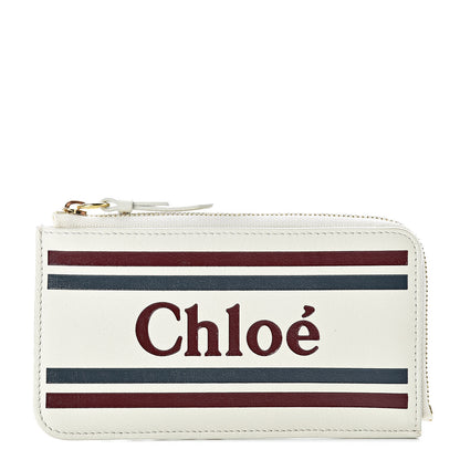 Chloe Smooth Calfskin Logo Vick Zip Card Case Natural White 1 of 9