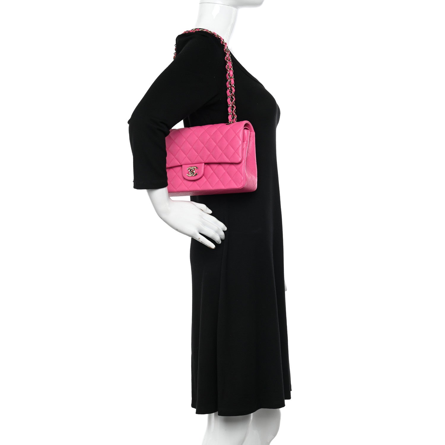 Chanel Caviar Quilted Medium Double Flap Dark Pink 2 of 11